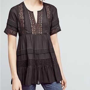 Maeve Black Lace Tiered Tunic from Anthropologie